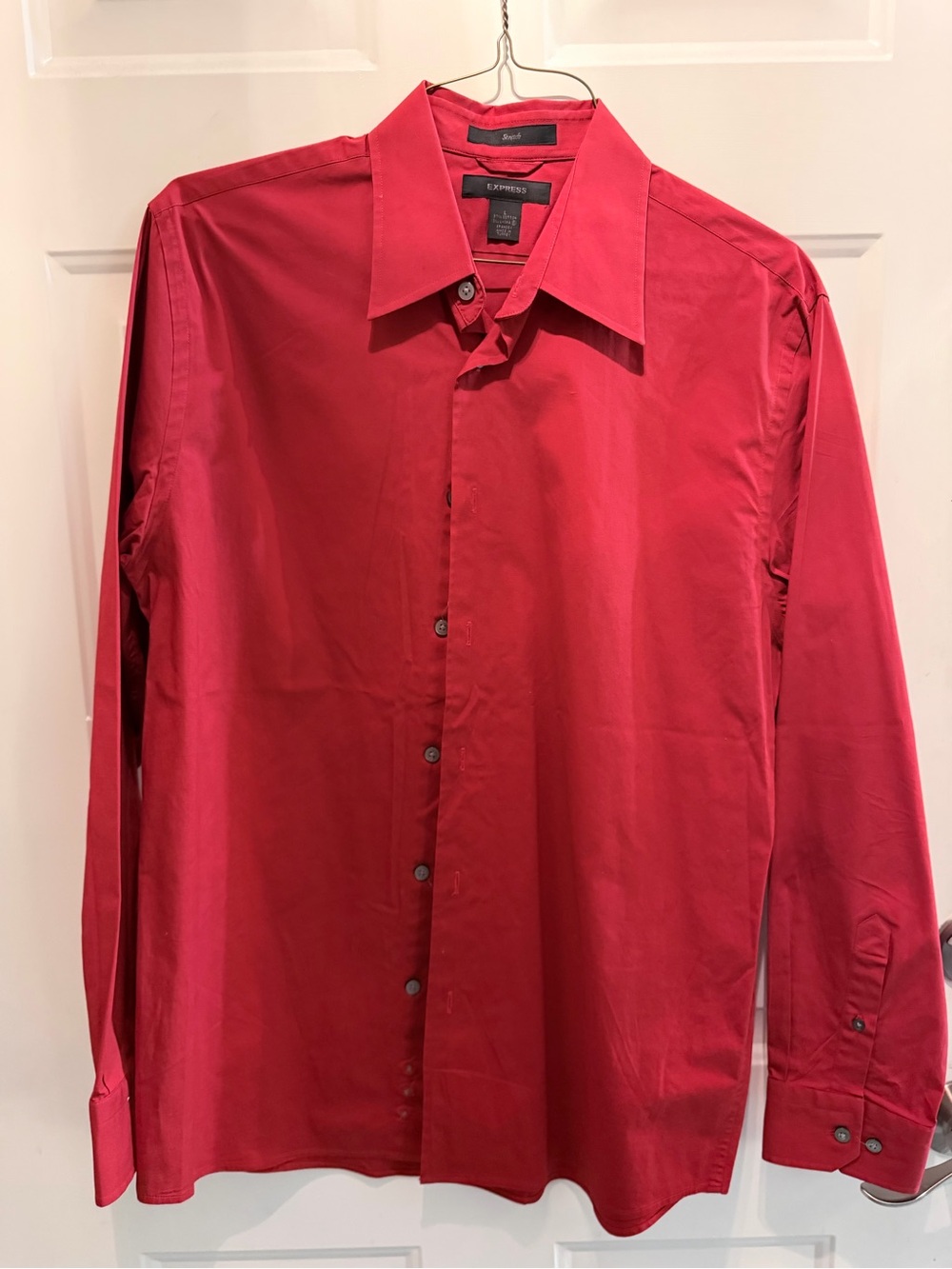 Express Men's Red Button-Front Dress Shirt